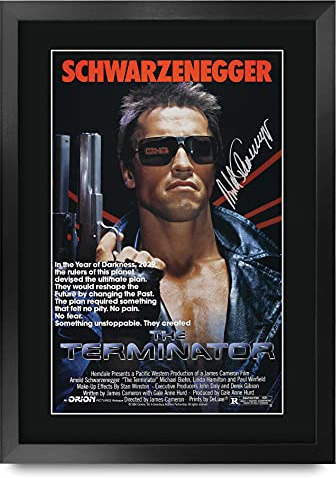 HWC Trading Terminator A3 Gerahmte Signiert Gedruckt Autogramme Bild Druck-Fotoanzeige Geschenk Für Arnold Schwarzenegger Filmfans