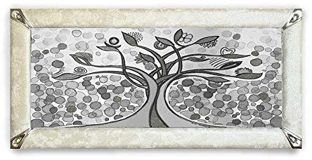 ARTEMA Quadro boreale Ecopelle Crema Albero della Vita 26 Glitter Argento 139x69cm