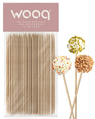 wooq Premium Cake Pop Stiel | 100 Stück | 17cm | ideale Größe für Ständer und Maker | umweltfreundliche und kompostierbare Stiele | zum Backen, Geburtstag, Hochzeit uvm.