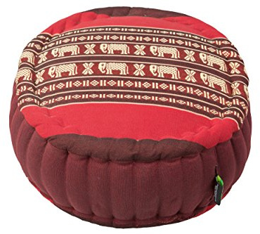 Handelsturm Zafu Meditationskissen mit Füllung aus Kapok 34 x 15 buntes Kissen für Sitzmeditation Lotussitz oder Zen Meditation (Rot mit Elefanten)