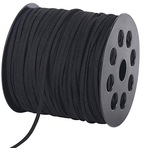Suede Cord, 2.6mm 100 Yard Faux Leather String for Jewelry Bracelet Necklace Making Beading Thread DIY Crafts (Black)