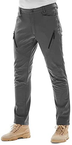 KUTOOK Pantaloni Trekking Invernali da Uomo Resisitente Impermeabile Pantaloni Softshell da Escursionismo Montagna Arrampicata Outdoor