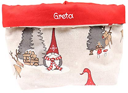 Stoffkörbchen Weihnachten mit Name Wichtel - Utensilo mit Wunschbeschriftung - Personalisierte Dekoration Weihnachten Advent