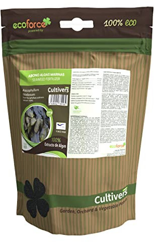CULTIVERS Concime per alghe 250 g. Fertilizzante organico ecologico solubile in polvere. Estratto di alghe al 100%. Fertilizzante bioattivante a base di estratti di Ascophyllum nodosum