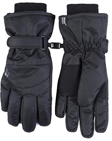 Heat Holders - Mens Extra Warm Padded Waterproof Insulated Thermal Winter Ski Gloves in 2 Sizes (L/XL, Black)
