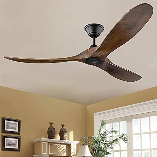 Ventilateur Au Plafond Ventilateur de plafond vintage en bois vintage 52 60 70 pouces avec télécommande N ° de ventilateurs de plafond en bois clair avec lampe lumineuse Dc FANS 220V 110V Ventilateur