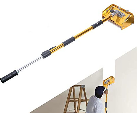 Kit d’outils de finition pour cloison sèche, boîte plate de 25 cm, truelle, rouleau d'angle, avec poignée réglable de 100 à 150 cm