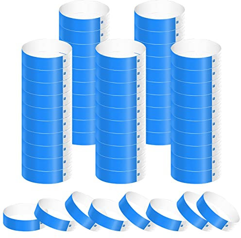 500 Uds Pulseras de Papel para Eventos, Impermeables Pulseras Identificativas Pulseras de Fiesta Discoteca Pulseras de Entrada para Eventos Festivales de Música Conciertos Concursos (Azul)