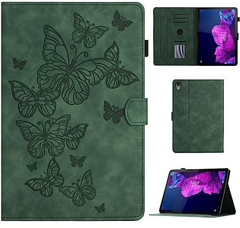 CASAFUNY Hülle für Lenovo Tab P11 / P11 Plus 11 Zoll,Grün | PU Leder,Standfunktion,Auto Schlaf/Wach,Schützhülle für Lenovo Tab P11 & P11 Plus 2021 TB-J606/TB-J607/TB-J616