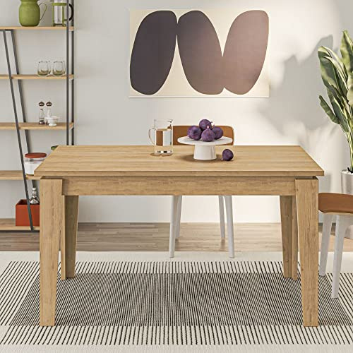 INDOMITA, Tavolo Tolmen Allungabile Color Rovere, con Gambe Inclinate, con Prolunga di 50cm, Arriva Fino a 190cm di Lunghezza, Misure 140x80cm