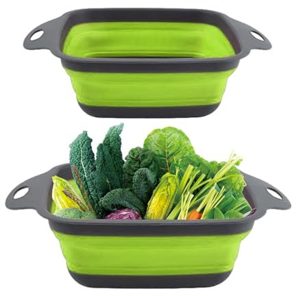 Setaccio pieghevole in silicone, salvaspazio, con manico, per tagliatelle, frutta, cucina e sala da pranzo