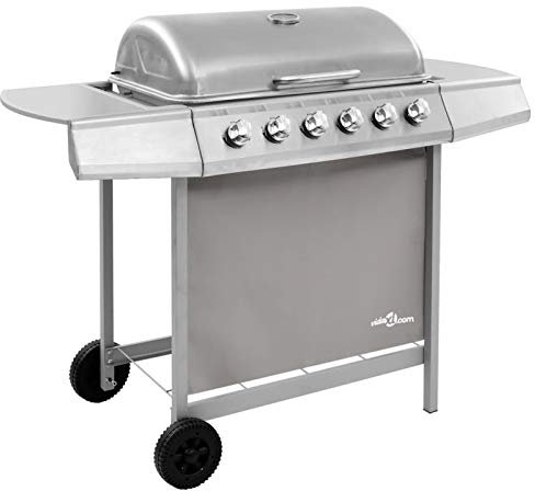 Homgoday Gas BBQ Grill with 6 Burners Silver (FR/BE/IT/UK/NL only)
