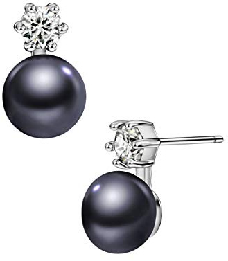 Michooyel S925 Süßwasserperlen Ohrringe für Damen, baumelnde Ohrringe 7MM 8MM, Sterling Silber Ohrring, Zirkonia, edler Schmuck für Damen und Mädchen