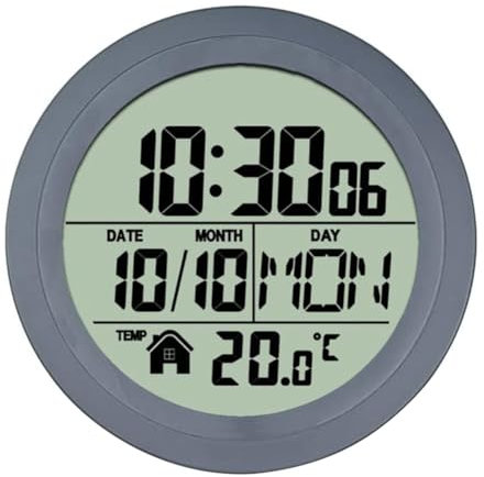 CENMEN Sin PerforacióN Reloj con Ventosa Hogar Impermeable BañO Cocina Reloj LCD Pantalla Digital Reloj Detector de Temperatura