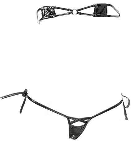 Gotisk mikrobikini sträng mini baddräkt liten string baddräkt badkläder, Svart, XS-M