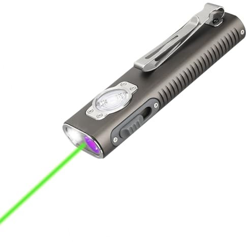 TrustFire Mini X3 Wiederaufladbare EDC Taschenlampe mit weißem Licht, Flutlicht, UV und grün Licht, 1050 Lumen Taschenlampe LED Aufladbar, 4 Lichtquellen Tragbar Flache Taschenlampen (dunkel grau)