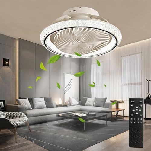 SXQYSM Deckenventilator mit Beleuchtung leise 360° Drehbar, 49cm Moderne Deckenlampe mit Ventilator und Fernbedienung, APP Steuerung, 6 Windstufen, DC Motor, für Schlafzimmer, Goldschwarz