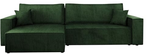 Mirjan24 Ecksofa Kobaro Cord Maxi Sofa Eckcouch Couch mit Schlaffunktion und Bettkasten Ottomane Universal, L-Form Couch Schlafsofa Bettsofa Farbauswahl (Poso 14)