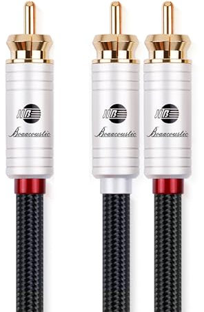 BOAACOUSTIC JIB Câble de Subwoofer pour caisson de basses Audiophiles, Câble en Y Câble Coaxial Numérique HiFi 1 RCA vers 2 RCA 1 m