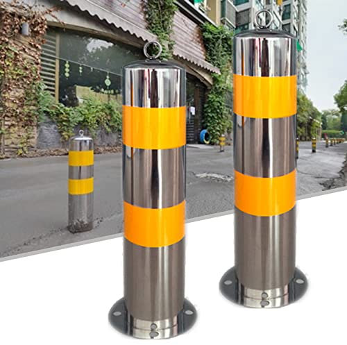 Pali di sicurezza per vialetti,Pali di sicurezza in acciaio inossidabile per vialetti Pali di sicurezza con nastro riflettente per vialetti,Paletto metallico largo 114mm Barriera per parcheggio Coni