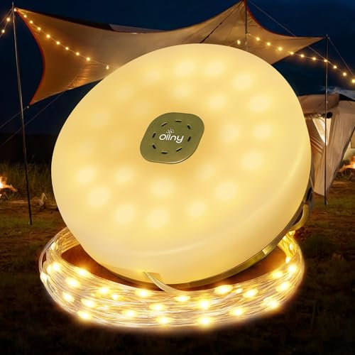Ollny Camping String Lights 10M 100LED, 2 in 1 Portable Rechargeable Outdoor Fairy Lights with 8 Lighting Modes, Waterproof USB Camping Light for Yard, Garden, Party Festival Decorations