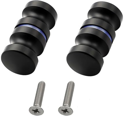 WeqeYent 2 Sets(4 Pcs) Aluminum Alloy Glass Door Handle Knobs, Matte Black