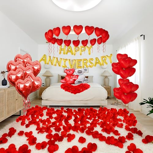 Tayuvira Happy Anniversary Deko,Romantisch Jubiläumsballons Anniversary | Happy Anniversary banner,Luftballons Liebe,Bear Ballons,Jahrestag Deko Hochzeitstag for 1/2 /3/4/5/10/15/20/30/40/50/60 Year