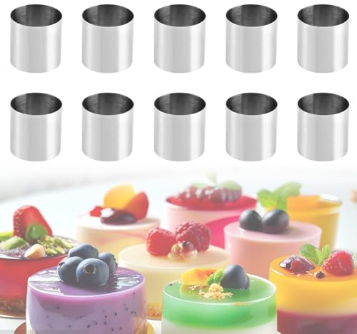 CEWROM Juego de 10 anillos de postre y alianzas, de acero inoxidable, para cocinar, hornear, mousse