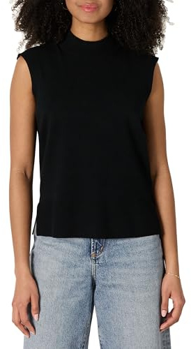 Amazon Essentials Jersey de Manga Corta y Corte Recto Mujer, Negro, M