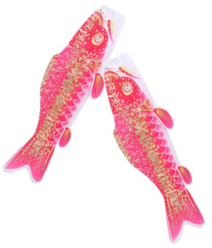 Homoyoyo Japanische Fisch Windsack Dekoration Außen 50cm 2 Stück Gold Rot Koi Flagge Garten Terrasse Hängend Realistisches Design Strapazierfähiger Windsock