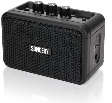 Sondery Mini Gitarrenverstärker für E-Gitarren Wiederaufladbar,Bluetooth | 5W Zwei Lautsprecher mit Overdrive/Clean Effekten,Tragbar Pratice Kleiner Verstärker