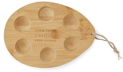 Cooksmart Hen House Lane - Organizador de huevos de bambú con forma de gallina, organizador de cocina ecológico, estilo rústico, solución de almacenamiento duradera y elegante para huevos frescos