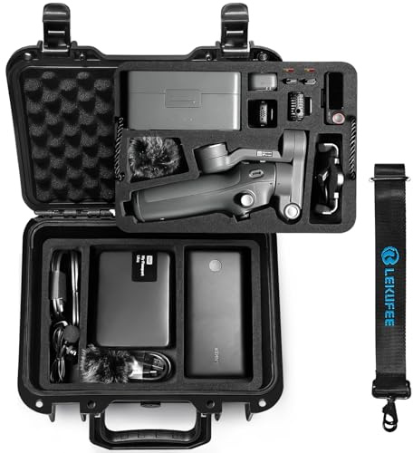 LEKUFEE Mallette Rigide Étanche Portable pour DJI Osmo Mobile 8,Osmo Mobile 7P/7, Stabilisateur Gimbal,DJI Mic 3/2/Mic Mini et Autres Accessoires (Boîtier Seulement)