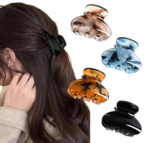Ypkia 4 pinzas para el pelo de mariposa, juego pequeño, pinzas para el pelo para mujer, acrílico, pinzas para el pelo para mujeres y niñas, accesorios finos (color-2)