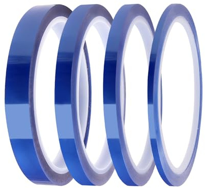 Lyeteung 4 Rotoli 3/6/8/12 mmx33m Nastro Resistente al Calore, Nastro Termico per Sublimazione, Nastri Termici, per Stampa Elettronica, Artigianato Fai da Te, Blu