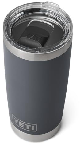 YETI Rambler Tumbler, Vaccum Insulated Stainless Steel Tumbler with Magslider Lid, Charcoal, 20 oz (591 ml)