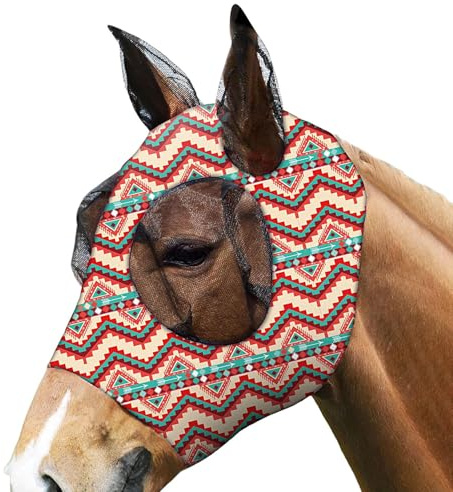 Maschera antimosche per cavalli, copertura per il viso per pannocchie, protezione contro le mosche per esterni, naso, viso, orecchie di cavallo
