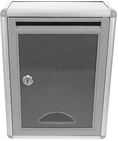 Housoutil Locking Wall Mounted Mailbox Key for Outdoor and Home Use Large Capacity Secure Post Box Suitable for Office and Garden Grey Hanging Letter Box