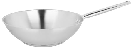 Sitram 717097 Wok Inox Triply Endurance Ø28 cm – 100% Acier Inoxydable Sans PFAS ni Revêtement – Fond 3 Couches Aluminium/Inox – Tous Feux dont Induction – Compatible Four 210°C