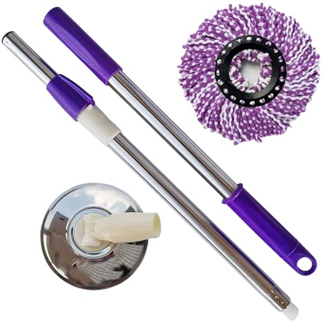 Balai à franges rotatif avec technologie de séchage centrifuge, mécanisme facile à presser, tampon de tête lavable, outil de nettoyage de la maison, action torsadée avec tête amovible