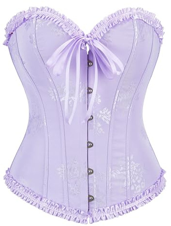 Genérico Corset Mujer Medieva Corsé Bustier para Halloween Satín Corsé Push Up de Encaje Gotico Piraten Corpiños Cintura Bustier Tops con Patrón Jacquard Gótico Elegante Corpiño de Carnival Party