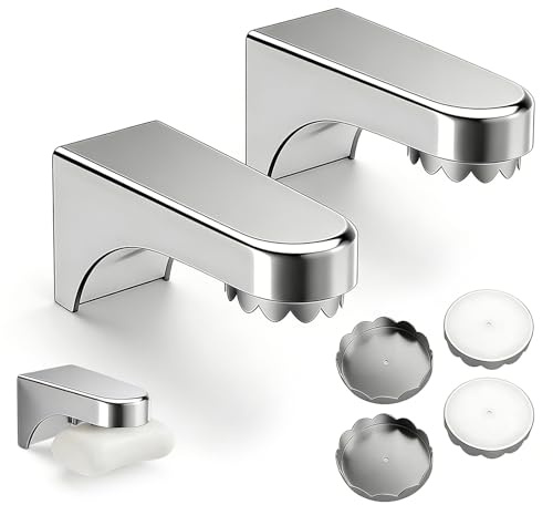 2 Pièces Porte Savon Aimanté Magnetique Mural sans Perçage pour Salle de Bain, Compatible avec Miroirs, Carrelages, Verre et Autres Surfaces Lisses (Argent)
