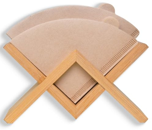 Bambus Kaffeefilterhalter für V60 Filter Größe 01 & 02, Holz Filterständer für Papierfilter, Kaffee Zubehör Organizer für Pour Over Kaffee, Kaffeebar Aufbewahrung für Küche und Büro