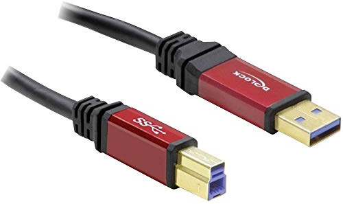 Delock Kabel USB 3.0 Typ-A Stecker > USB 3.0 Typ-B Stecker 5 m Premium, 82759, Rot, Schwarz
