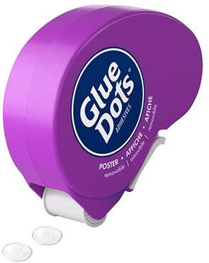 Glue Dots Dubbelsidig självhäftande prickar, Dot 'n Go tejprulle, 200 punkter, avtagbar, rund, 10 mm, för upphängning av affischer, foton och bilder på olika ytor