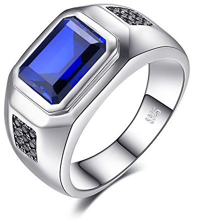 JewelryPalace Anillo hombre con Zafiro cuadrado en plata de ley 925 Tamaño 19