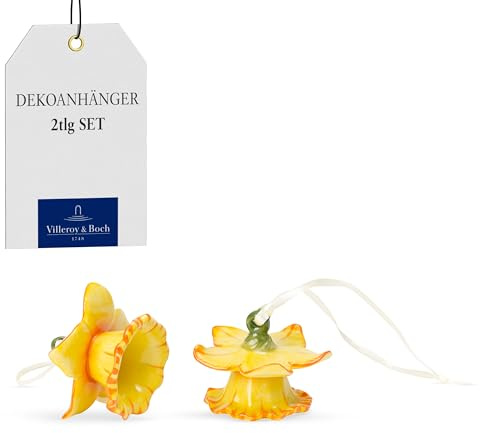 Villeroy und Boch Mini Flower Bells Osterglocken, 2er Set, 4 cm, Porzellan, Gelb, Blumen