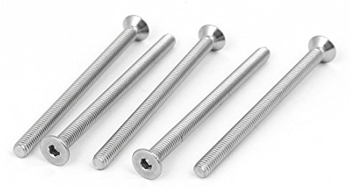 sourcing map 5 Stück M4x60mm 316 Edelstahl Senkkopfschrauben Flatte Kopf Hexon Steckdose Schraube Bohrer Fastener | 316 Edelstahl Flatte Kopf Hexon Steckdose Schraube Bohrer Fastener