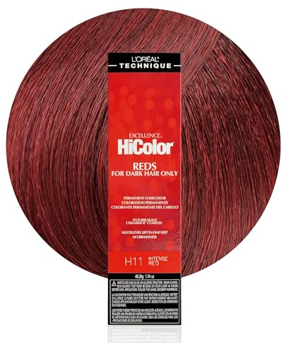 L'Oréal Technique HiColor Reds Permanent Hair Color - Lifts Dark Hair in One Step, No Brassiness, Rich, Smooth Creme Formula, Intense, Long-Lasting Color, Intense Red