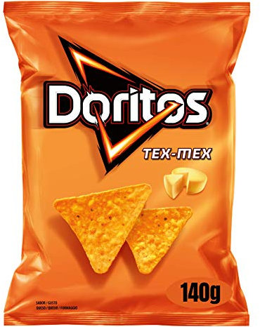 Doritos Tex Mex, Nachos con sabor a queso, Producto de Aperitivo, bolsa individual, 140gr